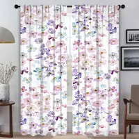 Household supplies MH Blommor Avdelningsgardiner för Vardagsrum Gardiner Solskydd Myggnät 2 Delar Halloween Dekoration Tyg för Sovrum W50xH70cmx2pcs-CL