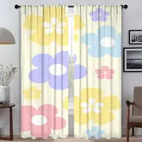 Household supplies MH Kawaii Blomma Köksgardiner 2 Delar Mörkläggningsgardin för Rum 2 Paneler Tyll för Sovrum Partition Skärmar Vardagsrum Elegant Hem W50xH70cmx2pcs-CL