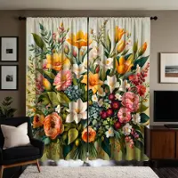 Household supplies MH 2 Delar HD Digital Röd Blomma Fjäril Tryckt Fönsterkappa Heminredningsstil Dekorativt Vardagsrum Sovrum Stångkanal W52H63inchW132H160cm