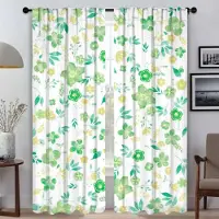 Household supplies MH Blommiga Nyanser Halloween Dekoration Moderna Vardagsrumsgardiner för Kameravägg Mörkläggningsgardin Tyll för Sovrum Kök W60xH90cmx2pcs-CL