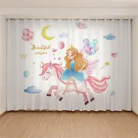 Household supplies MH 3D Digitaltryck Modern Mode Balettdansande Flicka Barn Sovrum Solskydd Tunna Draperier Rosa Enhörning Prinsessa Gardiner Heminredning W60H60(CM)x2PCS&Grommet Top