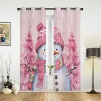 Household supplies MH Jul Snögubbe Snöscen Rosa Hus Fönstergardiner Dekor För Hem Sovrum Kök Vardagsrum Ornament Julklappar Navidad 135W x 60H(cm) x1