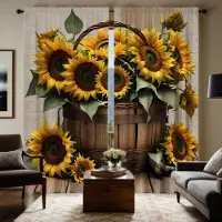 Household supplies MH 2 stycken HD-korg med solrosblommor dekorativ gardin Gul digitaltryckt gardin heminredningsstil dekoration W52H63inchW132H160cm