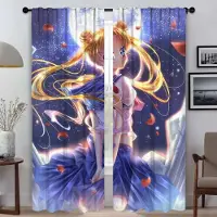 Household supplies MH SailorS Moon Myggnät 2 Delar Moderna Vardagsrumsgardiner för Kamera Halloween Dekoration Fönstergardiner Rullgardiner W50xH70cmx2pcs-CL
