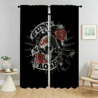 Household supplies MH Köksgardiner Barnrum Guns NRoses Myggnät 2 Delar Tyll för Sovrum Avskärmning Rullgardiner Fönstergardin Vardagsrum W50xH70cmx2pcs-CL