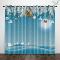 Household supplies MH 2 stycken jul-tema klocka snömönstrade tryckta gardiner för dekoration av naturlandskap, sovrum och vardagsrum 140x160cm&Grommet Top