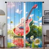 Household supplies MH Vattenmelon Gitarr Fönstergardin för Rum 2 Paneler Myggnät Gardiner Avskärmning Skuggor Halloween Dekoration Tyg för Sovrum W50xH70cmx2pcs-CL