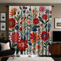 Household supplies MH 2 st HD broderi i kinesisk stil tredimensionell blomdekoration gardin Röd knytning digitaltryckt gardin Hemdekoration W52H63inchW132H160cm