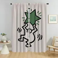 Household supplies MH Gardiner Barnrum Keith Harings Fönstergardin för Rum 2 Paneler Halloween Dekoration Persienner Avskärmning Tyll för Sovrum Vardagsrum W50xH70cmx2pcs-CL