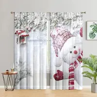 Household supplies MH 2 stycken, jul snögubbe gardiner -30% mörkläggning - lämpliga för vardagsrum, sovrum, kök, heminredning W150CM H166CM&Rod pocket