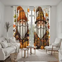 Household supplies MH 2 delar med HD Skördefest lång hatt Tecknad pumpa Lönnlöv dekorativ gardin Gul knytning digitaltryckt gardin Hem W52H63inchW132H160cm