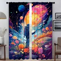 Household supplies MH Astronauttema Moderna Vardagsrumsgardiner för Kamera Heminredningsgardiner 2 Delar Persienner Rullgardiner Avskärmning Mörkläggningsgardin W50xH70cmx2pcs-CL