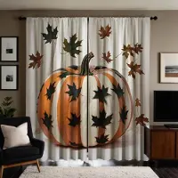 Household supplies MH 2 st HD Thanksgiving Lönnlöv pumpa dekorativ gardin Vit knytning digitaltryckt gardin Heminredningsstil Dekorerad livin W52H63inchW132H160cm