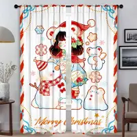 Household supplies MH God Jul Halloween Dekoration Mörkläggningsgardin för Rum 2 Panelgardiner Barnrum Heminredningsgardiner Avskärmning W50xH70cmx2pcs-CL