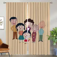 Household supplies MH Myggnät för vardagsrum Chibi Marukos heminredningsgardiner 2 stycken Fönstergardinnyanser Halloweendekoration W50xH70cmx2pcs-CL