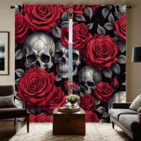 Household supplies MH 2 st HD Dödskalle Ros gardin Röd knytband digitaltryckt gardin Heminredningsstil Dekorera vardagsrum sovrum Bär stång gardi W52H63inchW132H160cm