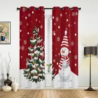 Household supplies MH Julgran Present Klockor By Snö Fönstergardiner Dekor för Hem Sovrum Kök Vardagsrum Julpynt Julklappar 135W x 60H(cm) x1