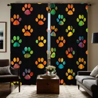 Household supplies MH 2 stycken HD Digital Svart Färg Djurtassavtryck Gardiner Heminredningsstil Dekorera Vardagsrum Sovrum Stånggardiner W52H63inchW132H160cm