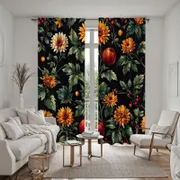 Household supplies MH 2 stycken HD lövträdgård blomma frukt gardin Grön knyt digitaltryckt gardin heminredningsstil Dekorera vardagsrum be W52H84inchW132H213cm