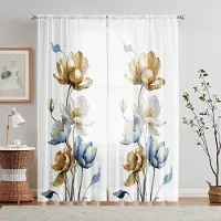 Household supplies MH 2 st HD digitalt guld och blå lotus blommande figur tryckt fönsterskärm Heminredningsstil Inreda Vardagsrum Sovrum R W52H63inchW132H160cm