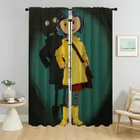 Household supplies MH Gardiner Barnrum Coralines Heminredning Gardiner för Vardagsrum Halloweendekoration Mörkläggningsgardin Rullgardiner Avdelare W50xH70cmx2pcs-CL
