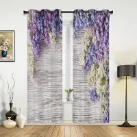 Household supplies MH Röda Blommor Plankor Löv Växt Gardiner för Sovrum Vardagsrum Draperier Kök Barnrum Fönstergardin Modern Heminredning 135W x 60H(cm) x1