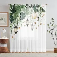 Household supplies MH 2 Delar HD Digital Grön Banan Hängande Klockträd Tryckt Fönsterkappa Heminredningsstil Dekorativt Vardagsrum Sovrum R W52H63inchW132H160cm white