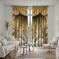 Household supplies MH 2 Delar HD Digital Gul Färg Svan Kärlek Gardiner Heminredningsstil Inredning Vardagsrum Sovrum Stånggardin Effekt W52H63inchW132H160cm