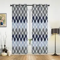Household supplies MH Teal Turkos Marocko Geometri Gardiner för Sovrum Vardagsrum Draperier Kök Barnrum Fönstergardin Modern Heminredning 135W x 60H(cm) x1
