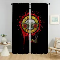 Household supplies MH Köksgardiner för vardagsrum Rock-Gun Roses Halloween-dekoration Myggnät 2 stycken Avdelnings tyll för sovrum W50xH70cmx2pcs-CL