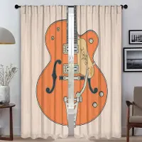 Household supplies MH Partition Gitarr Mönster Mörkläggningsgardiner för Kamera Tyg för Sovrumsgardiner Barnrumsskärmar Fönstergardin Vardagsrum Kök W50xH70cmx2pcs-CL