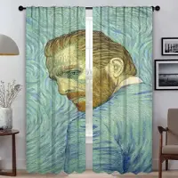 Household supplies MH Mörkläggningsgardin för rum 2 paneler Van Gogh tyll för sovrum köksgardiner Halloween-dekoration heminredningsgardiner rullgardiner W50xH70cmx2pcs-CL
