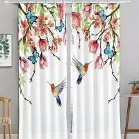Household supplies MH 2 st Digitaltryckta Gardiner Vardagsrum Kinesisk Målning Lycka Skata Fågel Tryck Gardin Sovrum Studierum Fönsterdekor W50H130(CM)x2pcs&HOOK