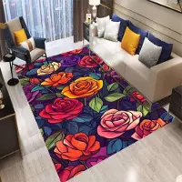 HGHT Färgglada Blommor Retro Bohemisk Stil Matta Vardagsrum Soffa Sovrum Kök Entrédörrmatta Halkfri Tvättbar Heminredning Matta 50X80CM