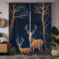 Household supplies MH 2 stycken HD giraff mor-barn kärlek dekorativ gardin Blå knyt digitaltryckt gardin heminredningsstil dekoration li W52H63inchW132H160cm