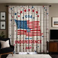 Household supplies MH 2 st HD Amerikansk Julidag Självständighetsdag Flagga dekorativ gardin Röd Slips digitaltryckt gardin Hemdekoration stil Dekorera W52H63inchW132H160cm white