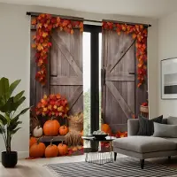 Household supplies MH 2 st HD Thanksgiving rotting Lönnlöv trädörr pumpa dekorativ gardin Kaffefärgad digitaltryckt gardin Heminredning W52H63inchW132H160cm