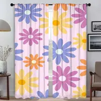Household supplies MH Söta Blommor Mörkläggningsgardiner 2 Delar Fönstergardin för Rum 2 Paneler Avskärmning Skuggor Tyg för Sovrum Halloween Dekoration W50xH70cmx2pcs-CL