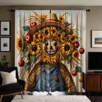Household supplies MH 2 st set HD Thanksgiving girlang Fågelskrämma dekorativ gardin Gul knytning digitaltryckt gardin Heminredningsstil Dekorativ W52H63inchW132H160cm