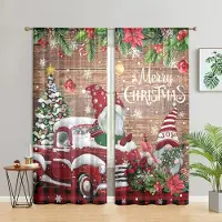 Household supplies MH 2 delar, Julnisse snöflinga lastbil gardiner -30% mörkläggning - lämpliga för vardagsrum, sovrum, kök, heminredning W150CM H166CM&Rod pocket