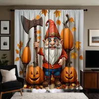 Household supplies MH 2 st HD Thanksgiving-pumpa med yxa gammal man dekorativ gardin Gul slips digitaltryckt gardin heminredningsstil dec W52H63inchW132H160cm