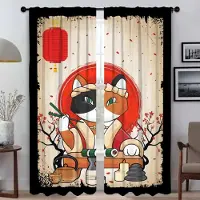Household supplies MH Sushi Cat Eleganta Rumsgardiner för Kameraskydd Anti-myggardiner 2 Delar Halloween-dekoration Fönstergardin Skiljevägg W50xH70cmx2pcs-CL