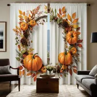 Household supplies MH 2 st HD Thanksgiving hänge Pumpa bär Lönnkrans Höst Dekorativ gardin Gul knytning digitaltryckt gardin Heminredning W52H63inchW132H160cm