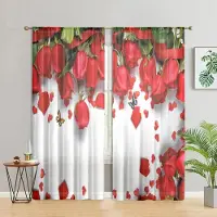 Household supplies MH 2 stycken, röda rosgardiner -30% mörkläggning - lämpliga för vardagsrum, sovrum, heminredning för Alla hjärtans dag W150CM H166CM&Rod pocket