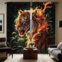 Household supplies MH 2-DELAR HD digital svart färg dominerande tigergardiner heminredningsstil dekoration vardagsrum sovrum genom stång gardin W52H63inchW132H160cm