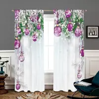 Household supplies MH 2 delar, Julgran lila kula Nyårsgardiner -30% mörkläggning - lämplig för vardagsrum, sovrum, kök, heminredning W150CM H166CM&Rod pocket