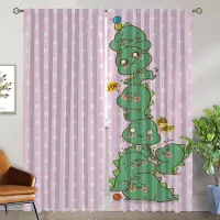 Household supplies MH Myggnät 2 Delar Dinosaurie Vardagsrumsgardin Avskärmning Heminredningsgardiner för Kameraskuggor Kök Mörkläggning W50xH70cmx2pcs-CL