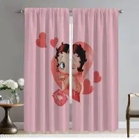 Household supplies MH Bettys Boops mörkläggningsgardiner 2 delar köksgardiner för vardagsrum gardinskärmar tyll för sovrumsavdelare elegant hem W50xH70cmx2pcs-CL