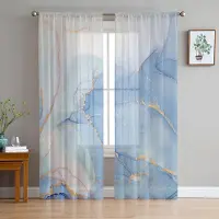 Household supplies MH Blåmarmorerade skira gardiner för vardagsrumsdekoration Fönstergardiner för köket Tyll Voile Organza-gardiner W135 x H115cm x1 gray
