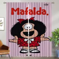 Household supplies MH Gardiner för vardagsrum Gardiner Mafaldas Heminredningsgardiner 2 stycken Tyg för sovrum Halloweendekoration Avskärmning Barn W50xH70cmx2pcs-CL